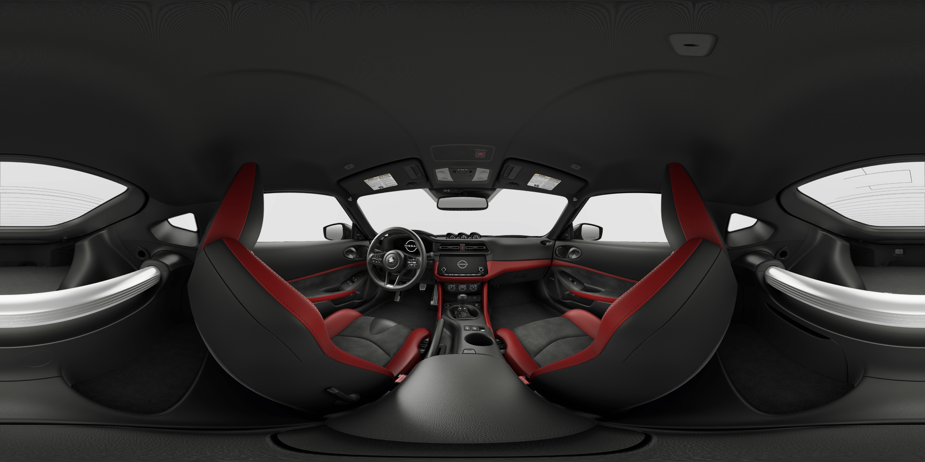2024 Nissan Z interior 360 shown in Red Leather / Synthetic Suede
