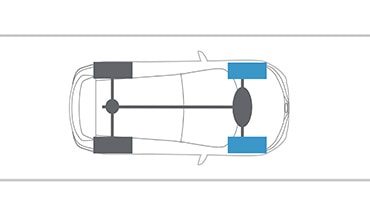 2023 Nissan Qashqai illustration from above showing front wheels engaged in Intelligent all-wheel drive