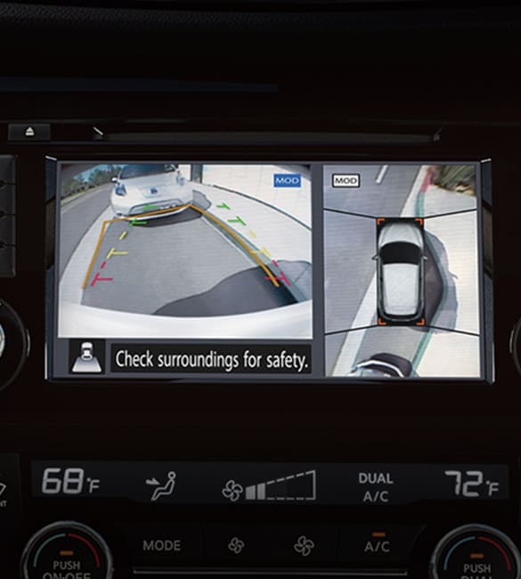 2023 Nissan Qashqai showing intelligent around view monitor on touch screen