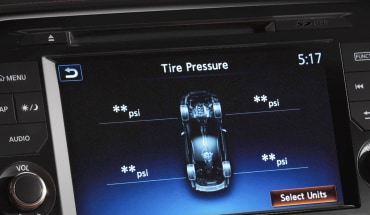 Nissan GT-R touchscreen showing tire pressure monitoring system.