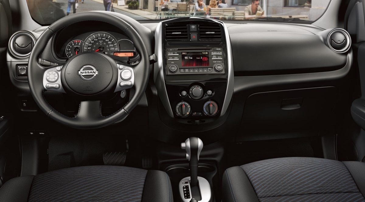 The interior dashboard of the Nissan Micra with automatic transmission