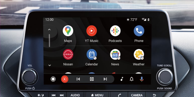 Écran tactile de la Nissan Sentra 2024 affichant l’écran Android Auto